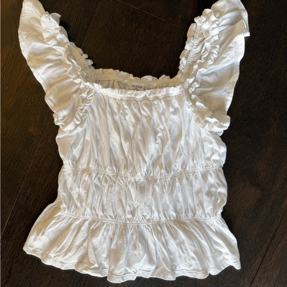 Melrose and Market White Ruffled Blouse